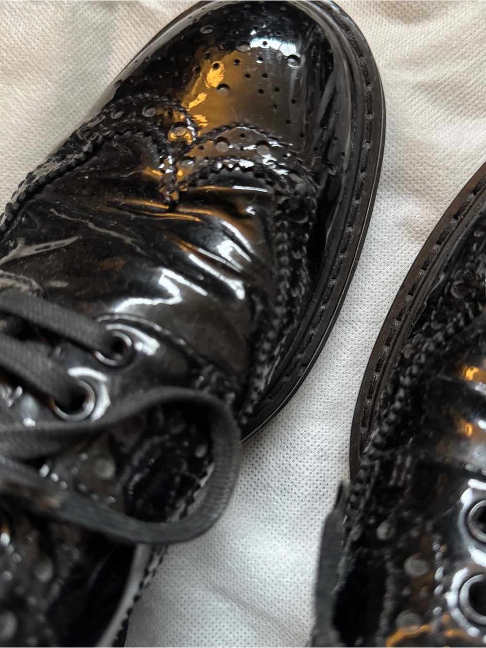 Prada Vintage Black Chunky Patent Leather Lace Up Oxford Brogues - Size 37 / 7 - Picture 6 of 8